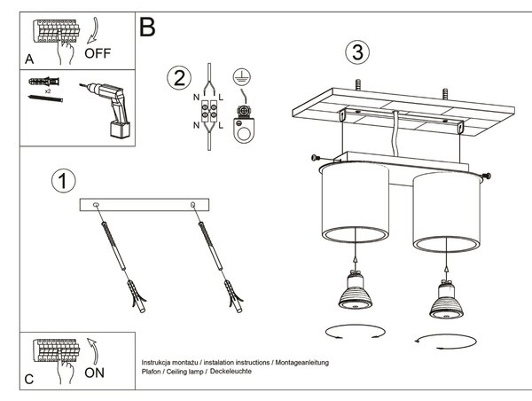 Sollux Lighting Stropní svítidlo ORBIS 2 šedé