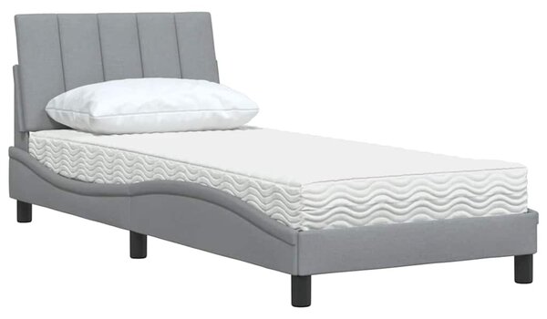 Postel s matrací Hanko světle šedá 80 x 200 cm textil 3310489