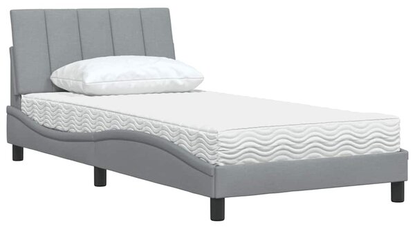 Postel s matrací Hanko světle šedá 100 x 200 cm textil 3310510