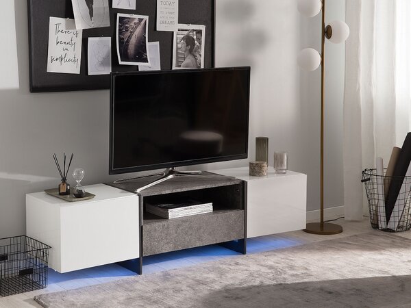 TV stolek LED RUSSEL Šedý betonový efekt