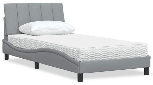 Postel s matrací Hanko světle šedá 100 x 200 cm textil 3310510