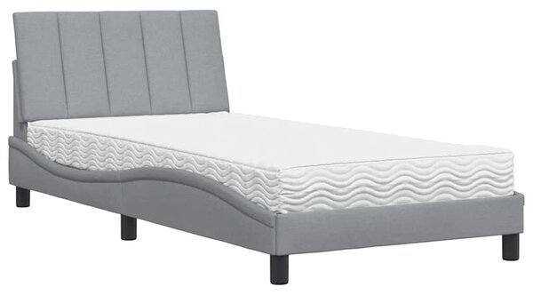 Postel s matrací Hanko světle šedá 100 x 200 cm textil 3310510