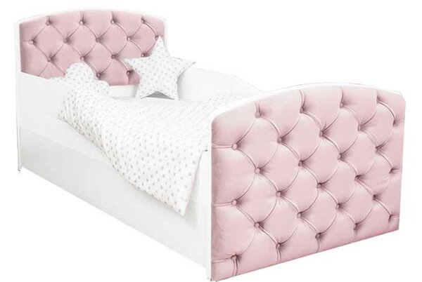 DIP-MAR Dětká postel s čalouněním a šuplíkem QUEEN růžová 80x160 cm