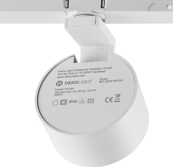 Deko-Light 3-fázové bodové svítidlo Ceres 90, 19 W, DALI, 3000 K, bílá 707296