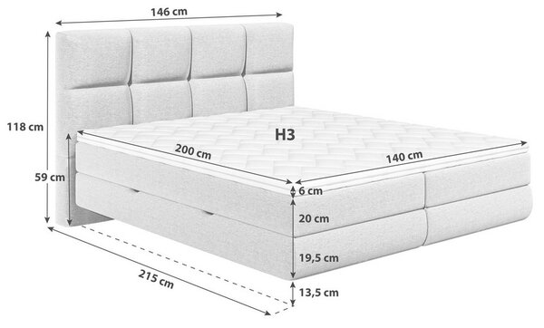 Čalouněná postel LONDON 140/200 cm, rezavá