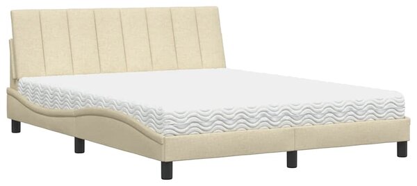Postel s matrací Hanko krémová 160 x 200 cm textil 3310543