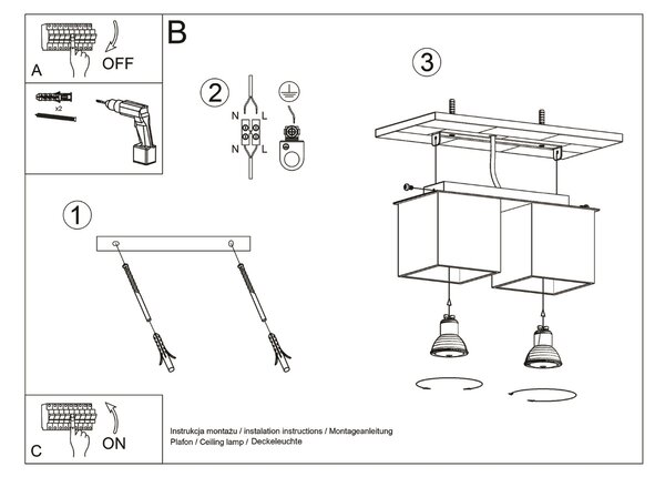 Sollux Lighting Stropní svítidlo QUAD 2 bílé