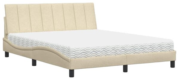 Postel s matrací Hanko krémová 160 x 200 cm textil 3310543