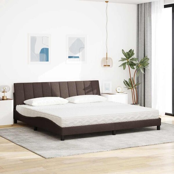 Postel s matrací Hanko tmavě hnědá 200 x 200 cm textil 3310555