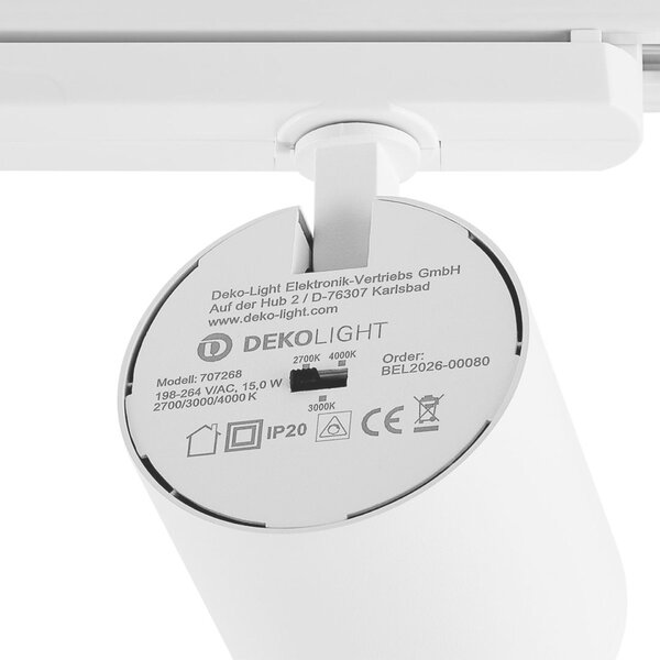 Deko-Light 3-fázové bodové svítidlo Focaris, 15 W, DIM, 2700/3000/4000 K, bílá 707268