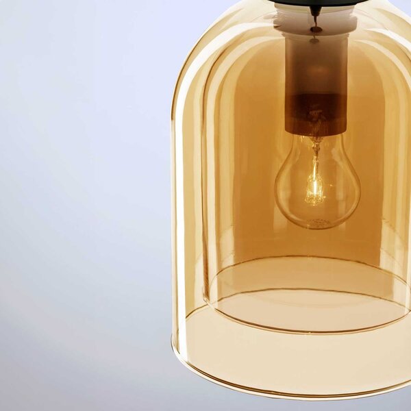 Nova Luce Velor single E27 skleněné závěsné svítidlo Kouřová