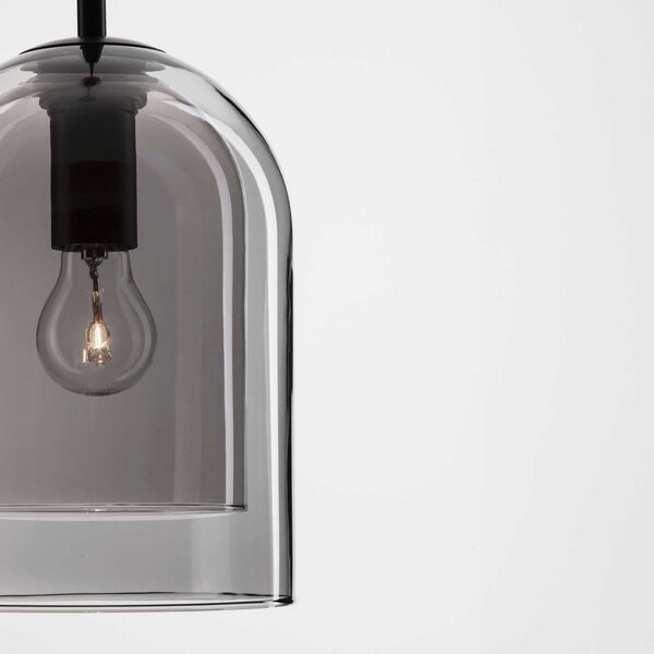 Nova Luce Velor single E27 skleněné závěsné svítidlo Kouřová