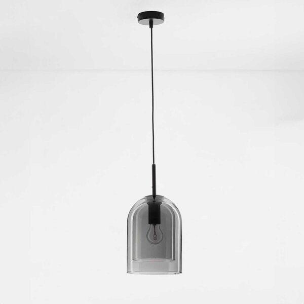 Nova Luce Velor single E27 skleněné závěsné svítidlo Kouřová