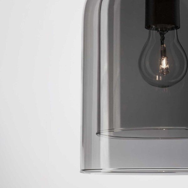 Nova Luce Velor single E27 skleněné závěsné svítidlo Kouřová