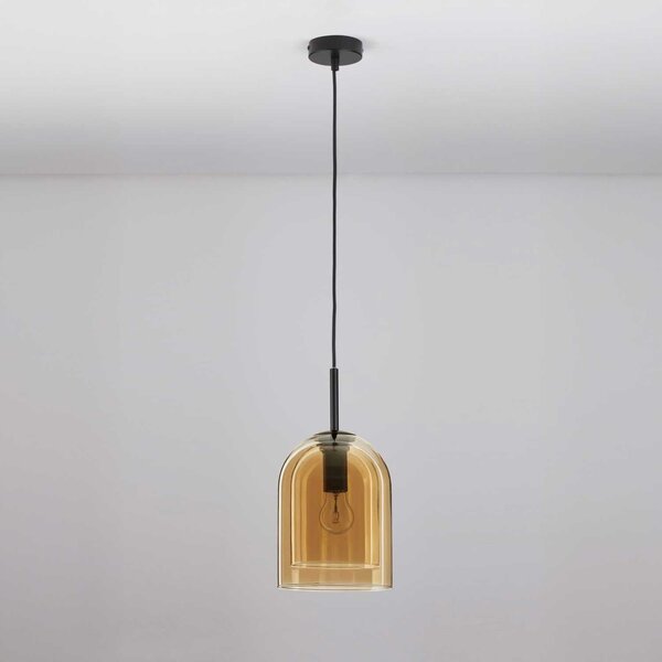 Nova Luce Velor single E27 skleněné závěsné svítidlo Kouřová
