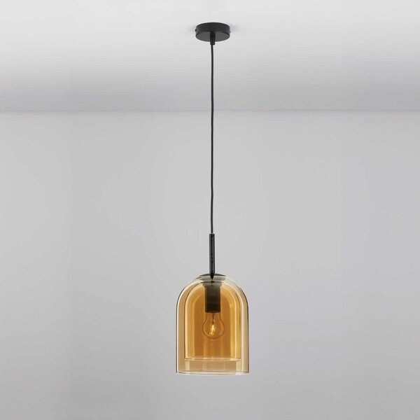 Nova Luce Velor single E27 skleněné závěsné svítidlo Kouřová