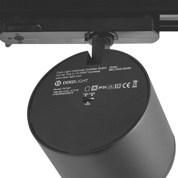 Deko-Light 3-fázové bodové svítidlo Focaris, 37 W, DALI, 2700/3000/4000 K, černá 707267