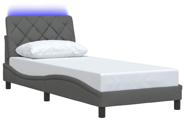 Rám postele s LED bez matrace Tmavě šedá 90x200 cm Látka 3310644