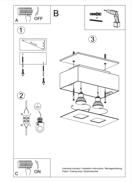 Sollux Lighting Stropní svítidlo MONO 2 černé