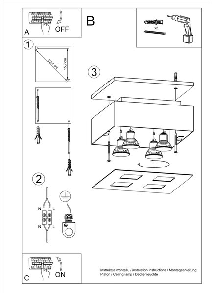 Sollux Lighting Stropní svítidlo MONO 4 černé