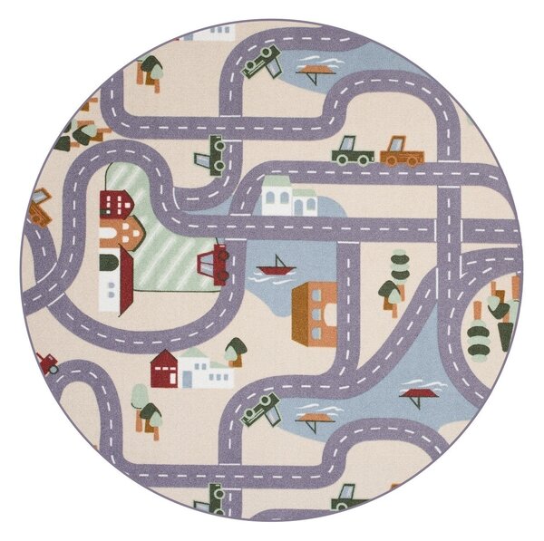 Vopi, Dětský kusový koberec Scanroad 39 kruh, 57x57 (průměr) kruh, vícebarevná, dětský pokoj