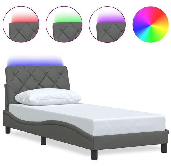 Rám postele s LED bez matrace Tmavě šedá 90x200 cm Látka 3310644