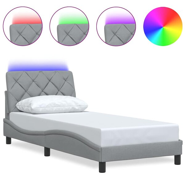 Rám postele s LED bez matrace Světle šedá 90x190 cm Látka 3310636