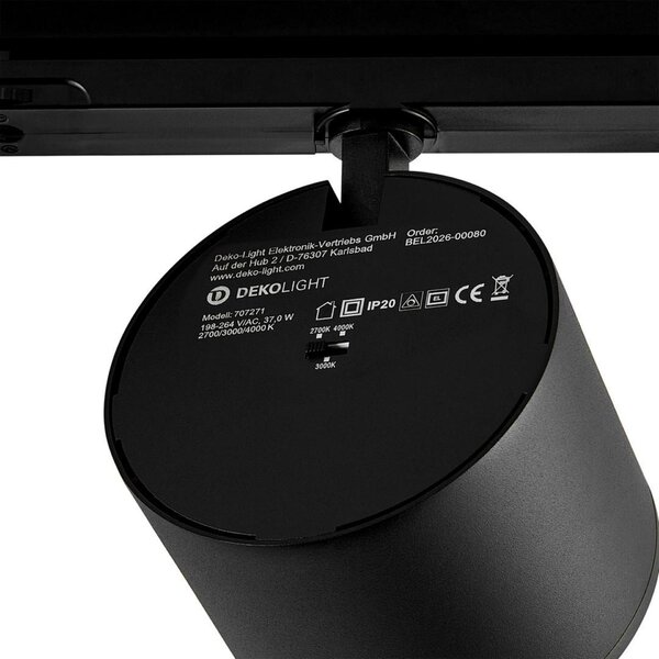 Deko-Light 3-fázové bodové svítidlo Focaris, 37 W, DIM, 2700/3000/4000 K, černá 707271