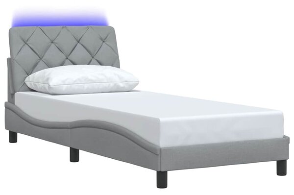 Rám postele s LED bez matrace Světle šedá 90x190 cm Látka 3310636