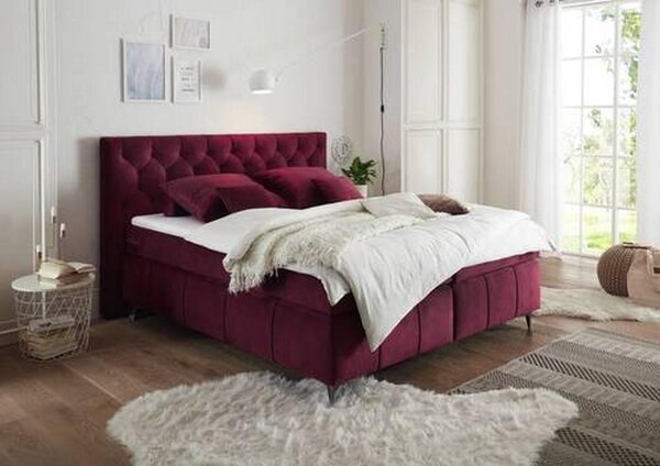 Boxspring postel Pembroke, 180x200, vínová