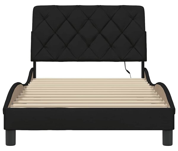 Rám postele s LED bez matrace černý 100x200 cm Látka 3310652