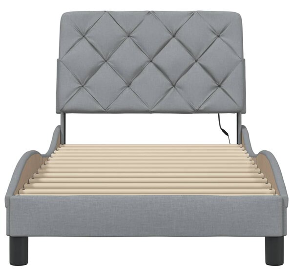 Rám postele s LED bez matrace Světle šedá 90x190 cm Látka 3310636