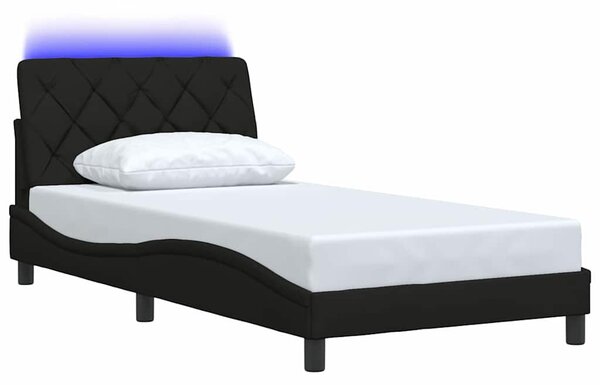 Rám postele s LED bez matrace černý 100x200 cm Látka 3310652