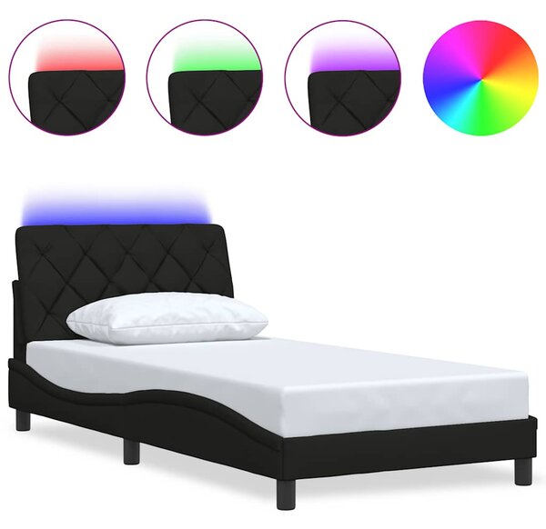 Rám postele s LED bez matrace černý 100x200 cm Látka 3310652