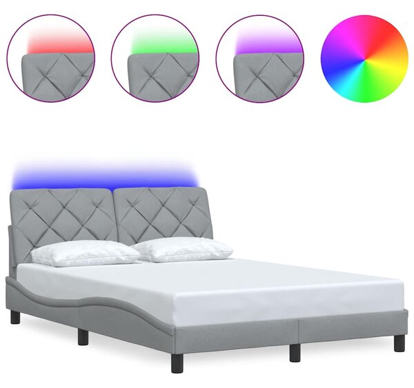 Rám postele s LED bez matrace Světle šedá 140x190 cm Látka 3310664