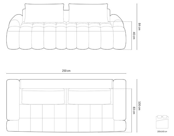 -25 % Dny MOMENTI– Cosmopolitan Design Tmavě modrá rozkládací pohovka Linz 250 cm