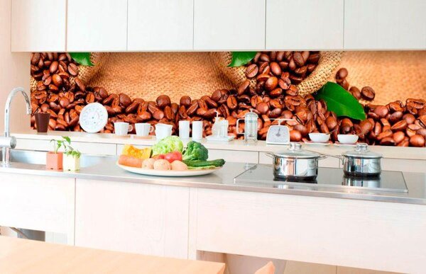 Samolepící tapety za kuchyňskou linku, rozměr 350 cm x 60 cm, kávová zrnka, DIMEX KI-350-006