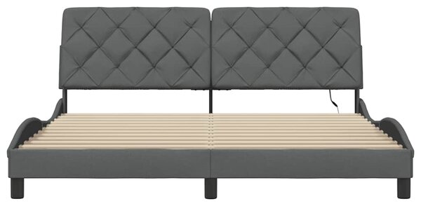 Rám postele s LED bez matrace Tmavě šedá 180x200 cm Látka 3310686