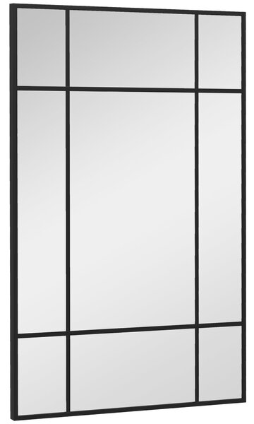 HOMCOM Obdélníkové nástěnné zrcadlo 90x60 cm s kovovým rámem - Dekorativní zrcadlo do obývacího pokoje, ložnice a předsíně | Aosom