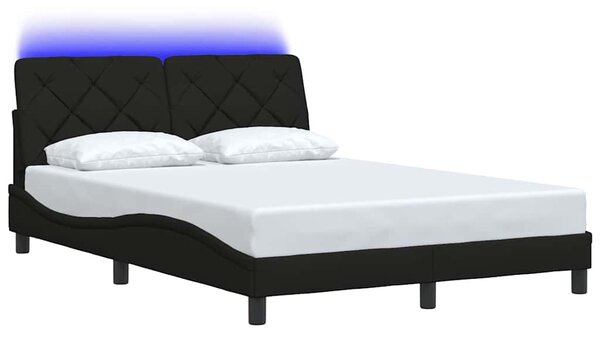 Rám postele s LED bez matrace černý 140x190 cm Látka 3310666