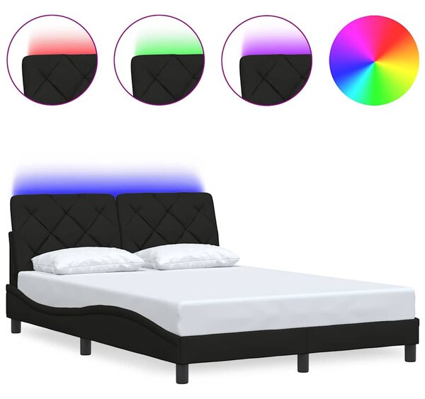 Rám postele s LED bez matrace černý 140x190 cm Látka 3310666