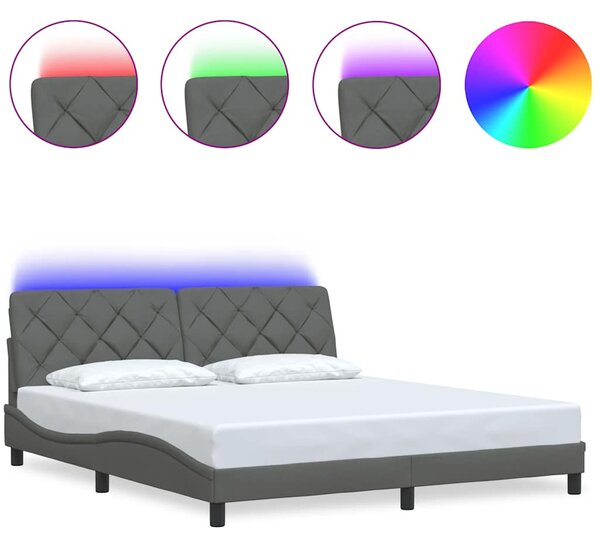 Rám postele s LED bez matrace Tmavě šedá 180x200 cm Látka 3310686