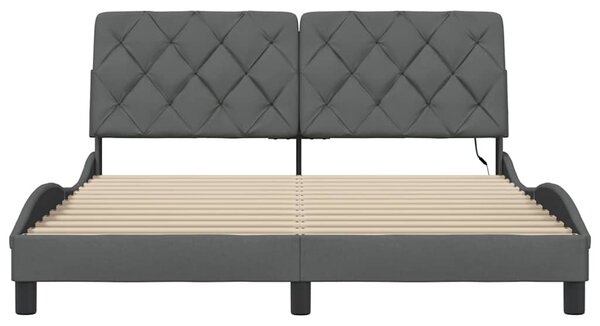 Rám postele s LED bez matrace Tmavě šedá 160x200 cm Látka 3310679