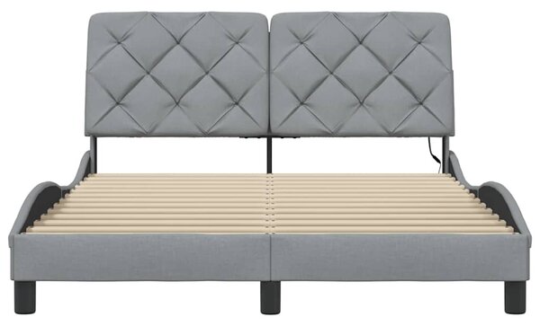 Rám postele s LED bez matrace Světle šedá 140x190 cm Látka 3310664