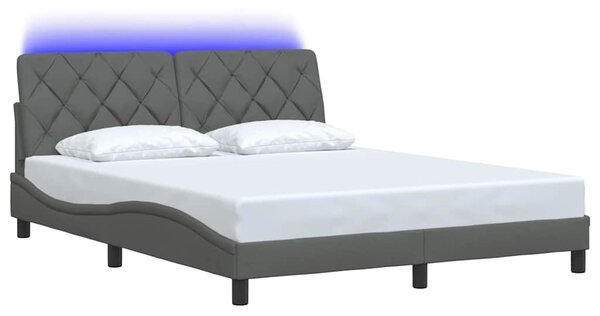 Rám postele s LED bez matrace Tmavě šedá 160x200 cm Látka 3310679