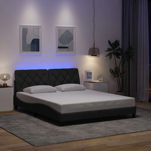 Rám postele s LED bez matrace Tmavě šedá 160x200 cm Látka 3310679