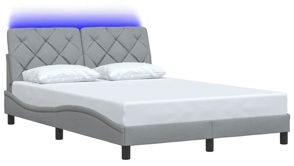 Rám postele s LED bez matrace Světle šedá 140x190 cm Látka 3310664
