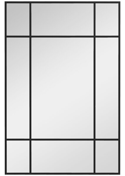 HOMCOM Obdélníkové nástěnné zrcadlo 90x60 cm s kovovým rámem - Dekorativní zrcadlo do obývacího pokoje, ložnice a předsíně | Aosom