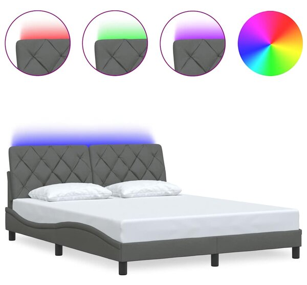 Rám postele s LED bez matrace Tmavě šedá 160x200 cm Látka 3310679