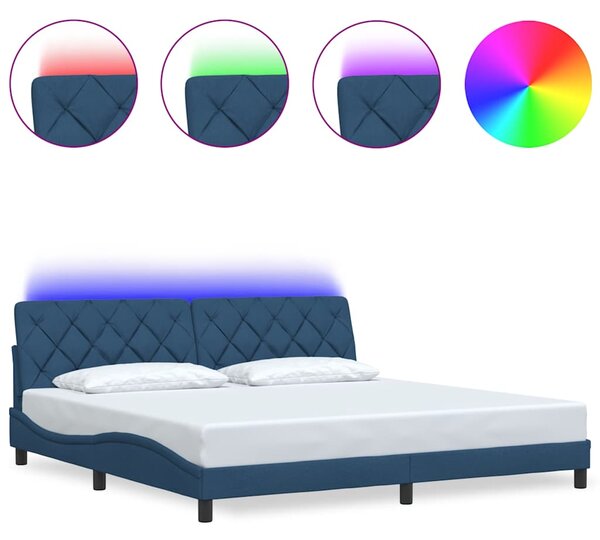 Rám postele s LED bez matrace Modrá 200x200 cm Látka 3310698